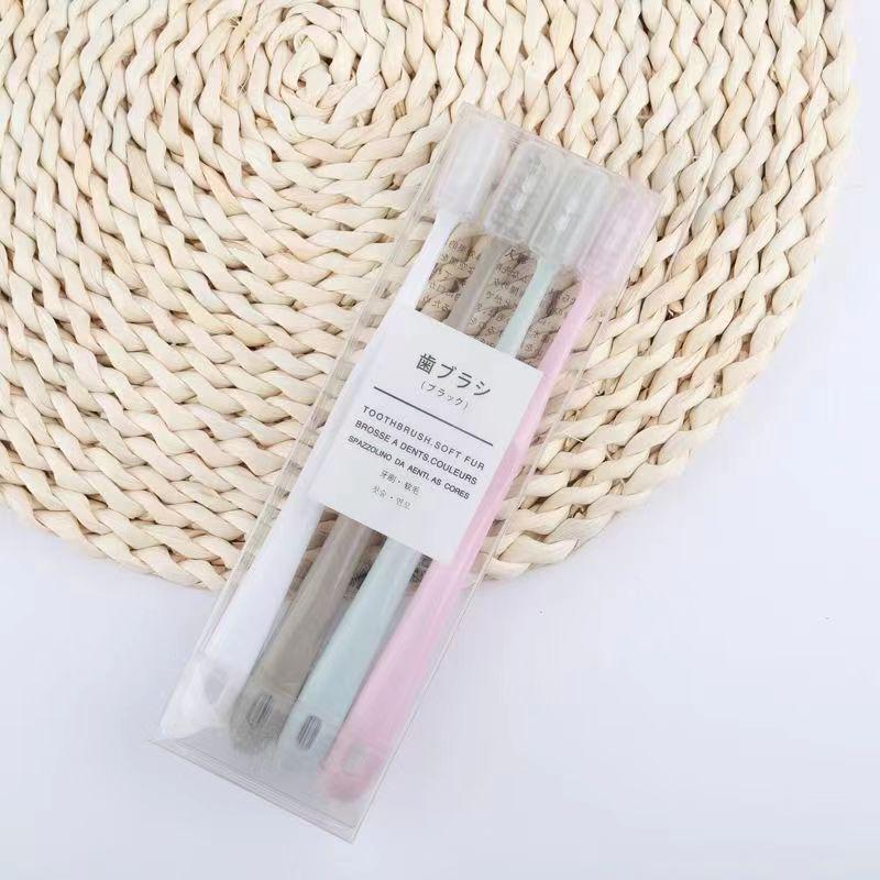 Macaron Bamboo Charcoal Toothbrush Set: 4 Large-Head, Ultra-Soft Bristle Brushes for Men & Women