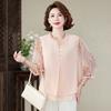 Women's Vintage V Neck Chiffon Sleeve Blouse for Middle Age