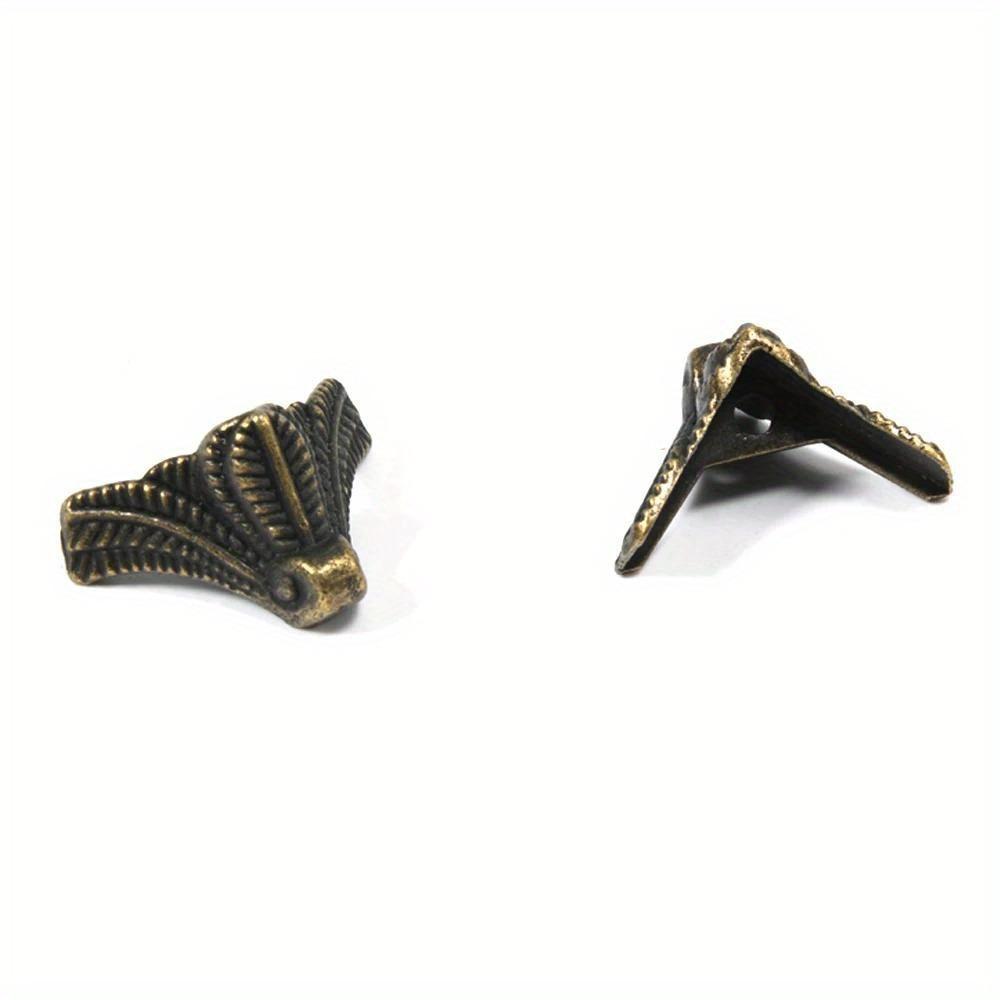 4PCS Decorative Antique Bronze Corner Protectors with Zinc Alloy Hardware Brackets for Jewelry Chests & Wooden Cases