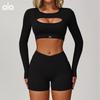Oiob Nude Feel Tight Yoga Long Sleeve Shockproof High Intensity Exercise Hollow Out T-shirt Running Fitness Training Top Women