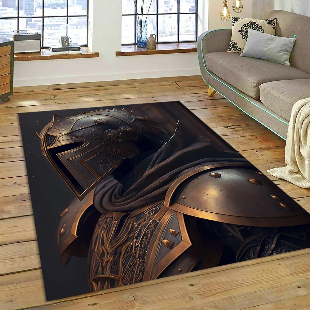 3D Templar Black Knight Crusaders Cartoon Carpet Rug for Home Living Room Bedroom Sofa Doormat Decor,Kids Area Rug Non-slip Mat