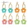 Macaron Color Flower Tassel Earrings, 18K Gold-Plated, Light Luxury Versatile, Niche High-End.