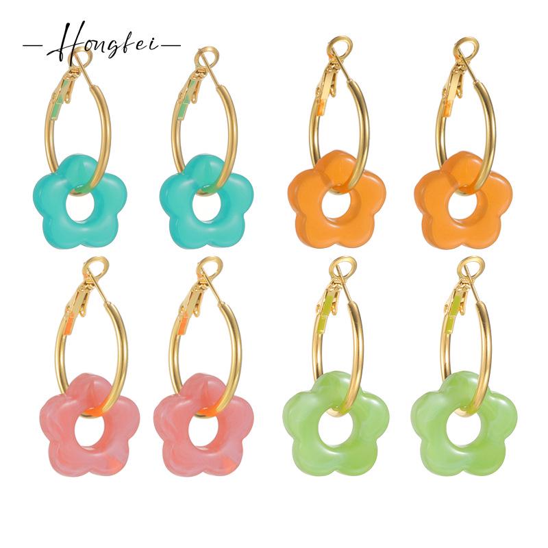 Macaron Color Flower Tassel Earrings, 18K Gold-Plated, Light Luxury Versatile, Niche High-End.