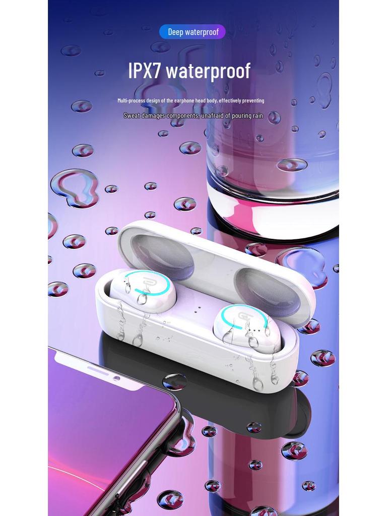 Wireless Bluetooth 5.0 Stereo Earbuds: Dual Ear, Heavy Bass, In-Ear Sports Headphones