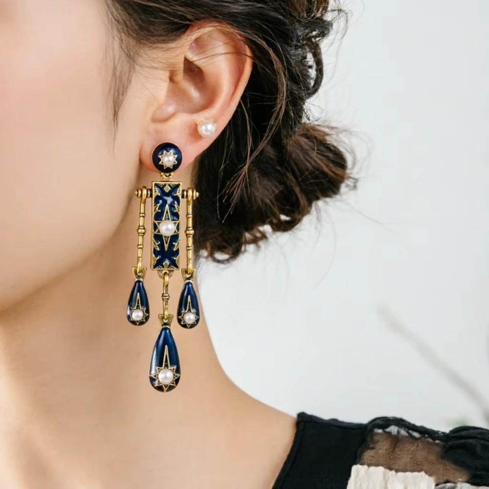 Bohemian Style Waterdrop Earrings Tassel Pendant Earrings Elegant Vintage Dangle Earrings  Dinner