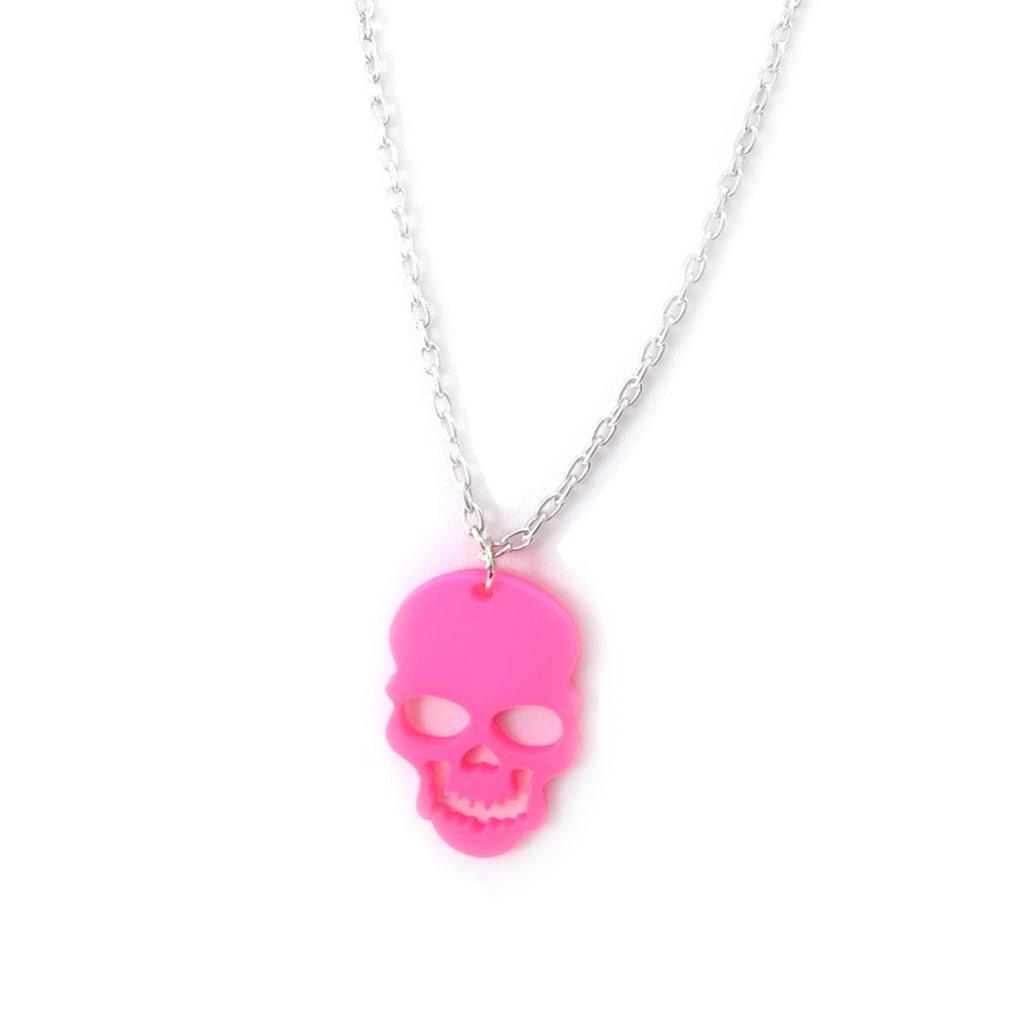 Les Trésors De Lily [K0973] - Pink 'Skull' Designer Necklace