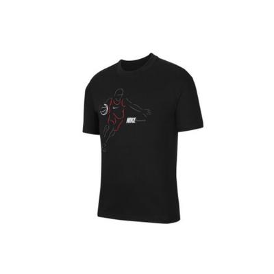 Lettre Basketball Ample Imprimé Dessin Animé T-Shirt de Sport à Manches Courtes Homme Hauts Noir DJ1589-010