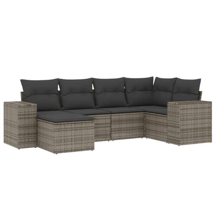 VidaXL Garden Lounge Set with Cushions 6 Pcs, Patio Sofas, Patio Furniture Set, Outdoor Furniture, Grey 3255197