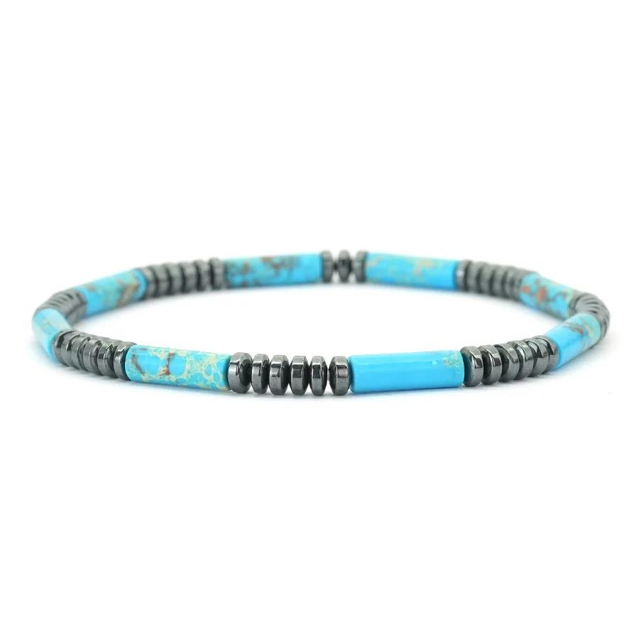 Unisex Hematite Bracelet Irregular Emperor Stone Beaded Jewelry Handmade Elastic Minimalist Energy Gift for Men Women