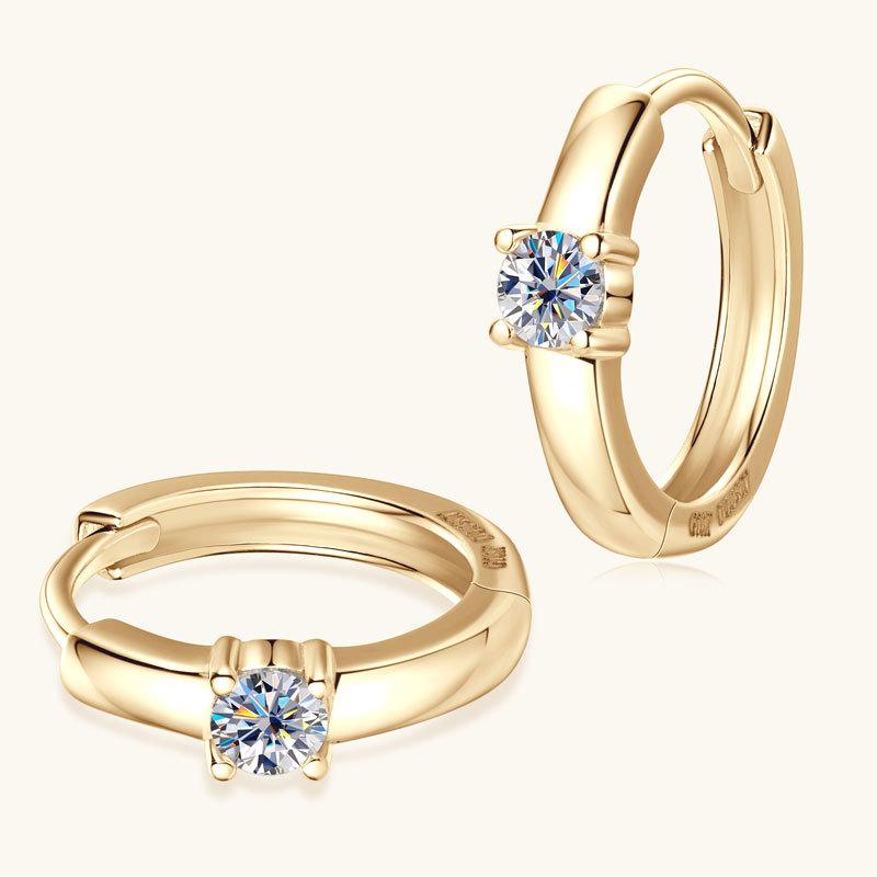 Silvere Glam New Cross-border Fashion And Simplicity 10K Gold Moissanite Earrings, Elegant And Versatile Earrings