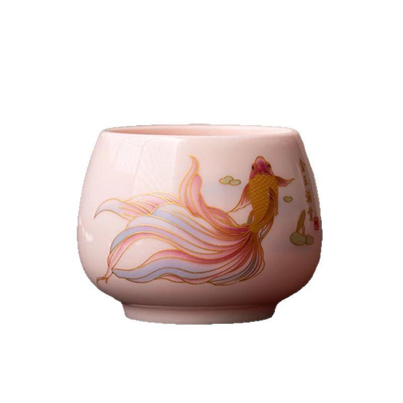 Original Pink Clay Ceramic Tea Cup Personal Master Gongfu Tea Ware Single Bowl for Home Use Handmade Chinese Gift