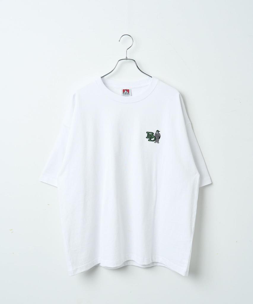 WEGO Ben Davis Short Long Street Oversized Loose Sizes Short White Men's Custom-Made T-Shirt, Sleeve, Sleeve, One-Point Embroidery, Style, Silhouette,