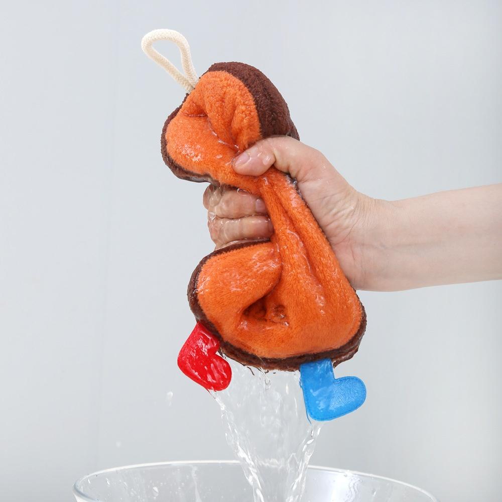 Cheese Toast Cute Cartoon Hand Towel, Kitchen and Bathroom Hanging Quick Drying Cloth, Coral Fleece Thick Towel