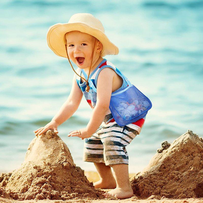 Beach Toys Mesh Beach Bag Kids Sand Toys Bags Travel Toys Shell Collecting Bag Seashell Bag Swimming Accessories For Kids