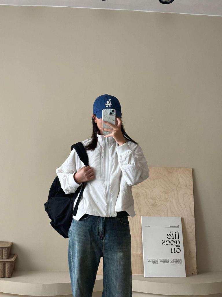 Lulu Women's Cotton-Padded Zip Cardigan with Stand-Up Collar