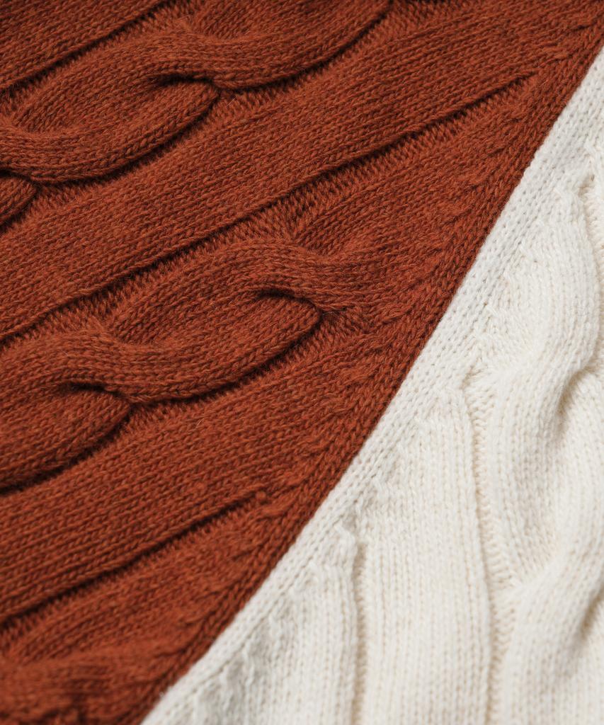 FRIZMWORKS Wool Cable Raglan Half Zip Knit _ Brick