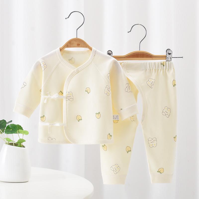 Set Haine Bumbac Toamnă Bebeluș: Salopetă Velcro pentru Nou-născut cu Croi Deschis