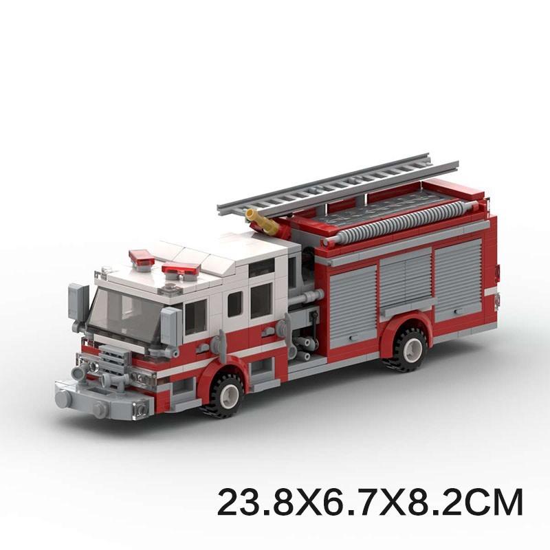 Urban Miniature Street View Fire Station MOC Building Blocks Set Small Fire Pump Truck Model Kids Puzzle Toy Boy's Birthday Gift