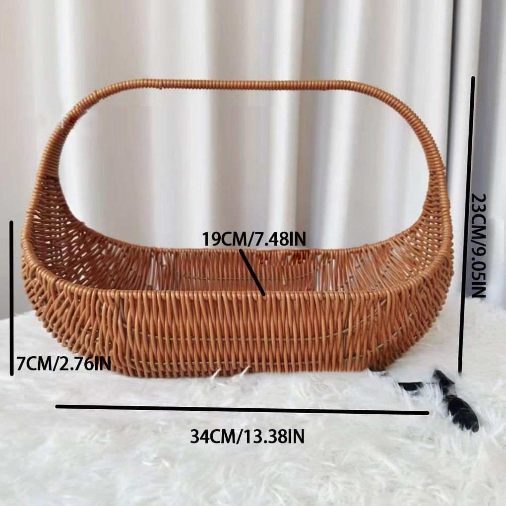 Imitation Rattan PP Picnic Basket Simple And Sturdy Comfortable Grip Handheld