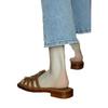 Toll zu tragen 2025 Sommer flachsohlige lässige Slipper Damenmode Ein-Wort-Schlappen vielseitige Retro-Sandalen
