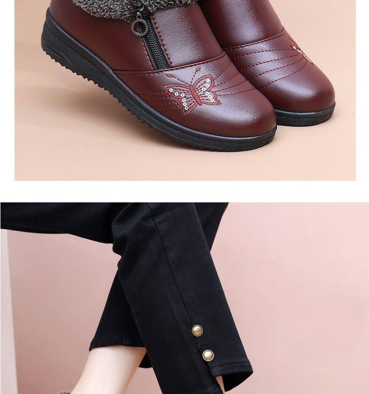 Winter Non-Slip Velvet Flat Boots for Middle-Aged & Elderly Women - Warm, Waterproof, Low-Top Grandma Shoes