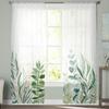 Ins Garten Pflanzenblatt Eukalyptus Transparente Vorhänge für Schlafzimmer Wohnzimmer Voile Fenstervorhänge Tüllvorhänge für Kinderzimmer