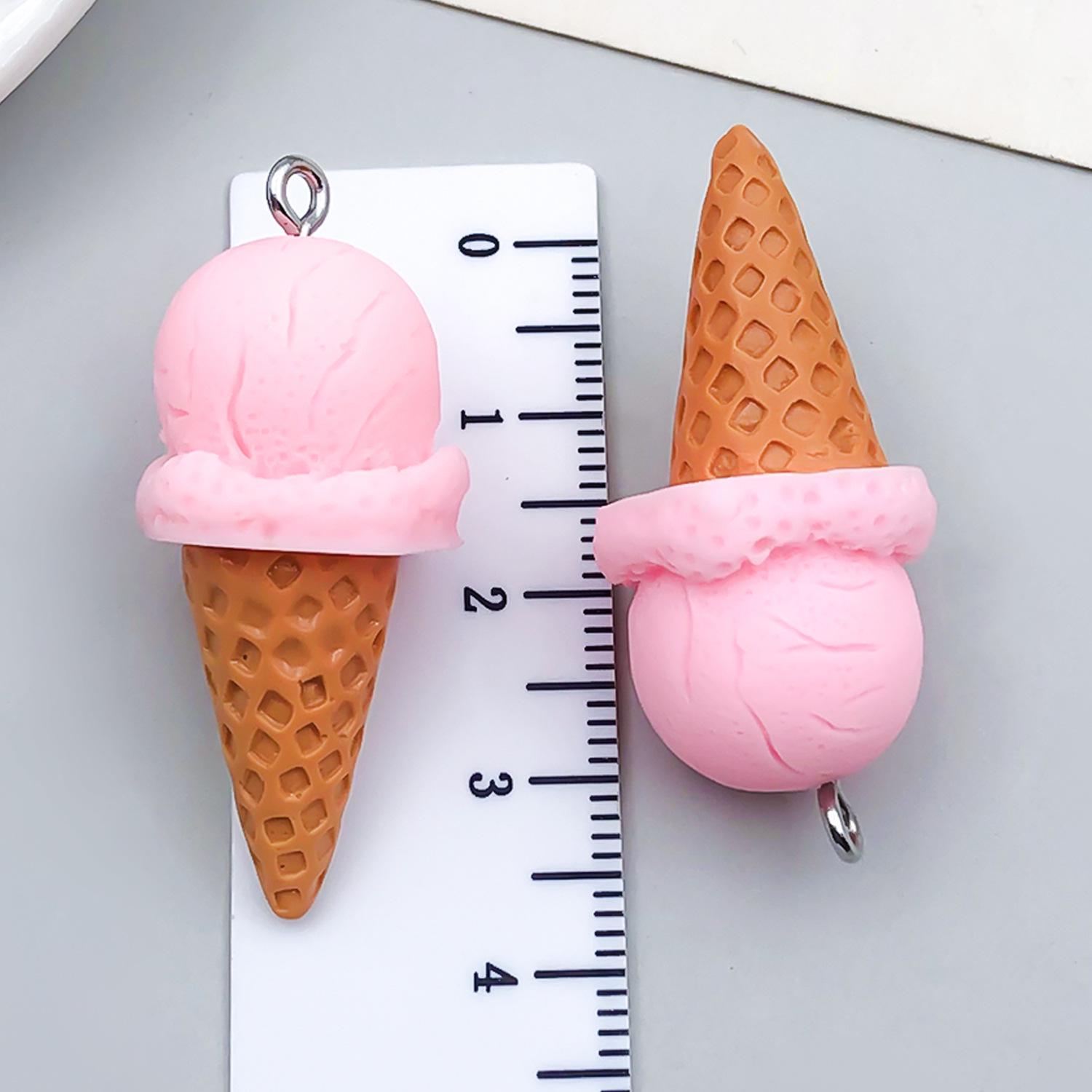3D Ice Cream Resin Cone Toy Keychain Pendant for DIY Jewelry Accessories
