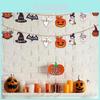 Festive Halloween Wooden Flag Banner Decor Featuring Ghosts And Pumpkins For Parties