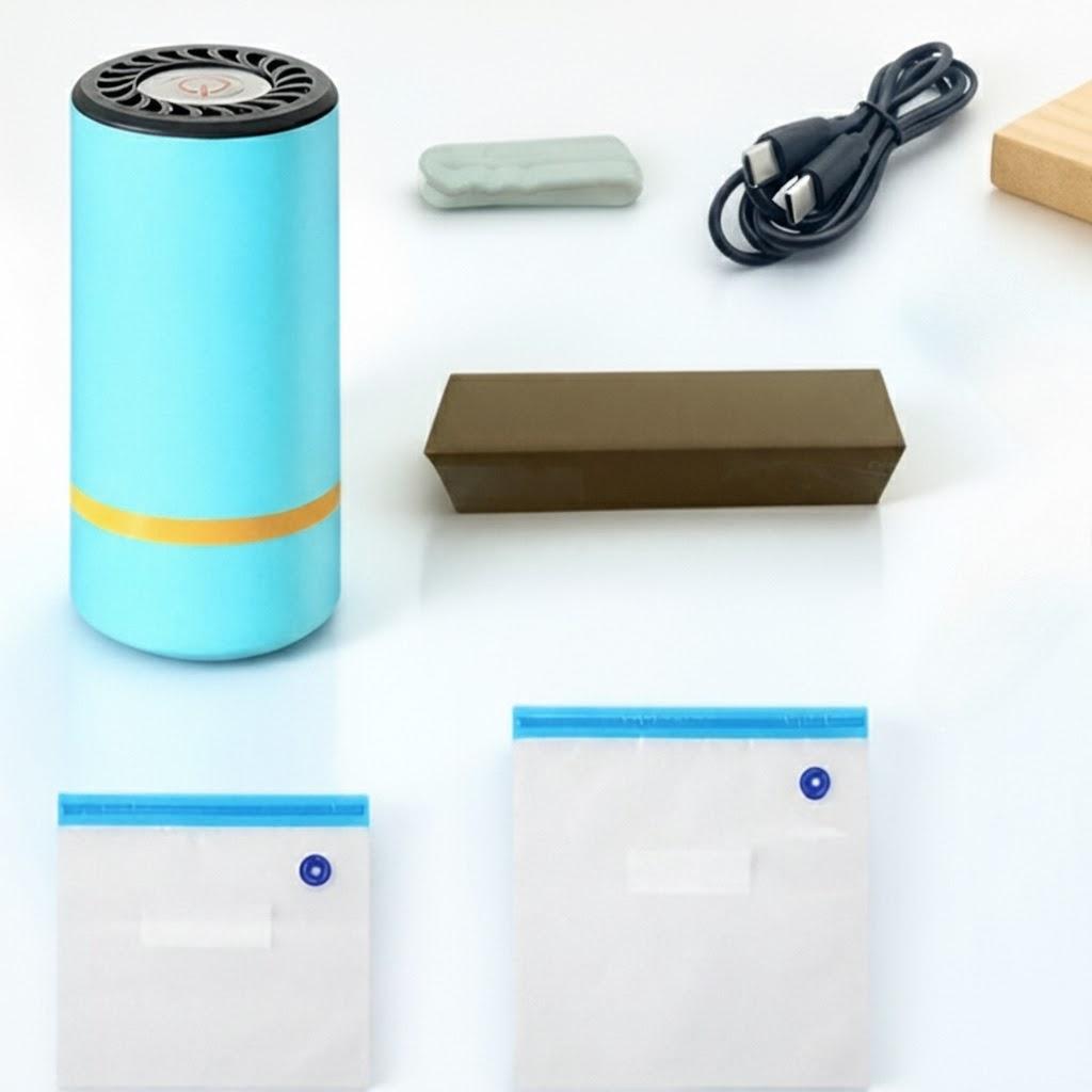 Compact Portable Mini Electric Wireless Food Vacuum Sealer Handheld Kitchen Tool for Fresh Ingredient Preservation Space Saving