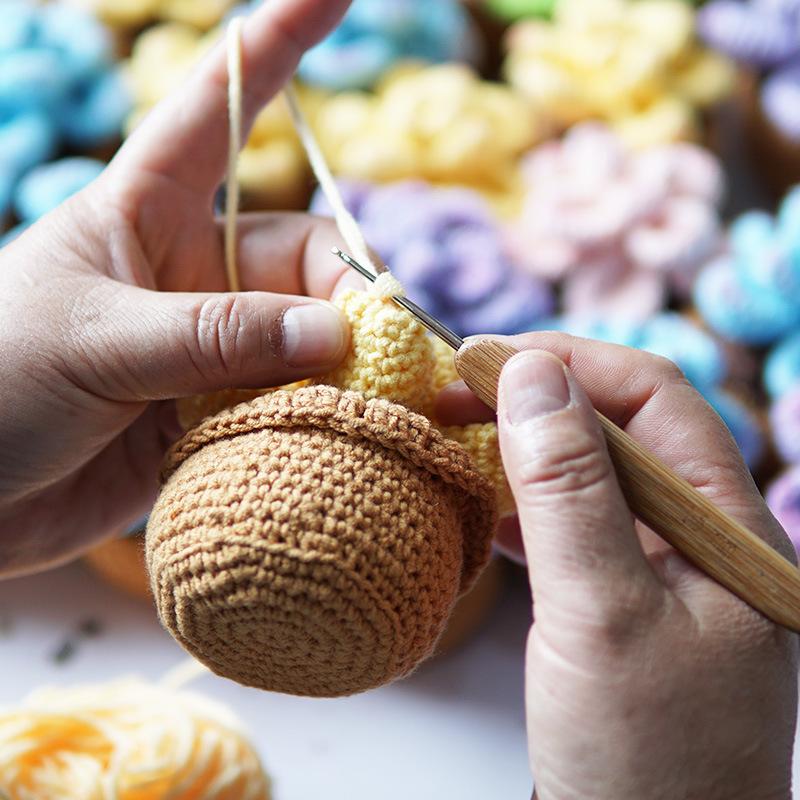 Handmade Emotional Support Crochet Plant Desktop Ornament Positive Crochet Succulents Doll Home Room Decoration Christmas Gift