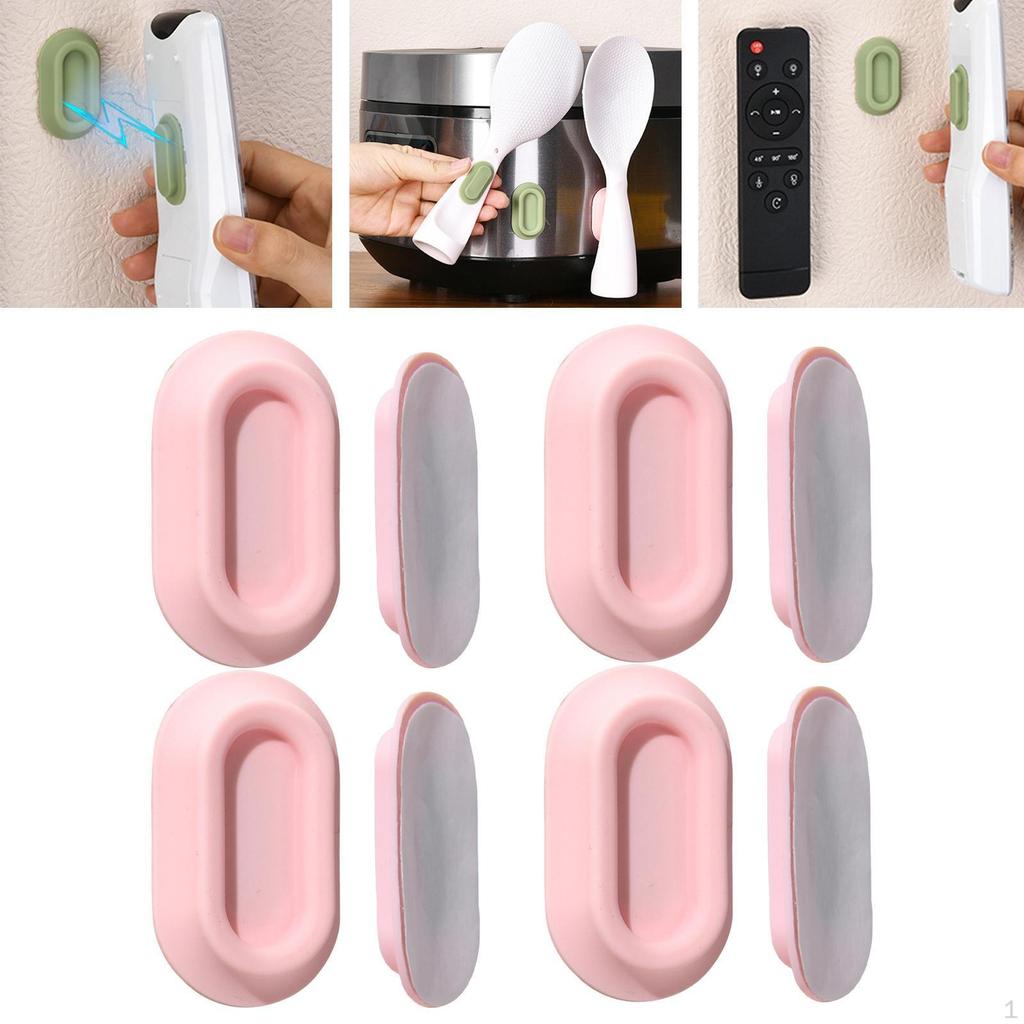 4 Pieces Remote Holder Wall Mounted, Easy to Install Sturdy Self Sticky TV Control Rack for