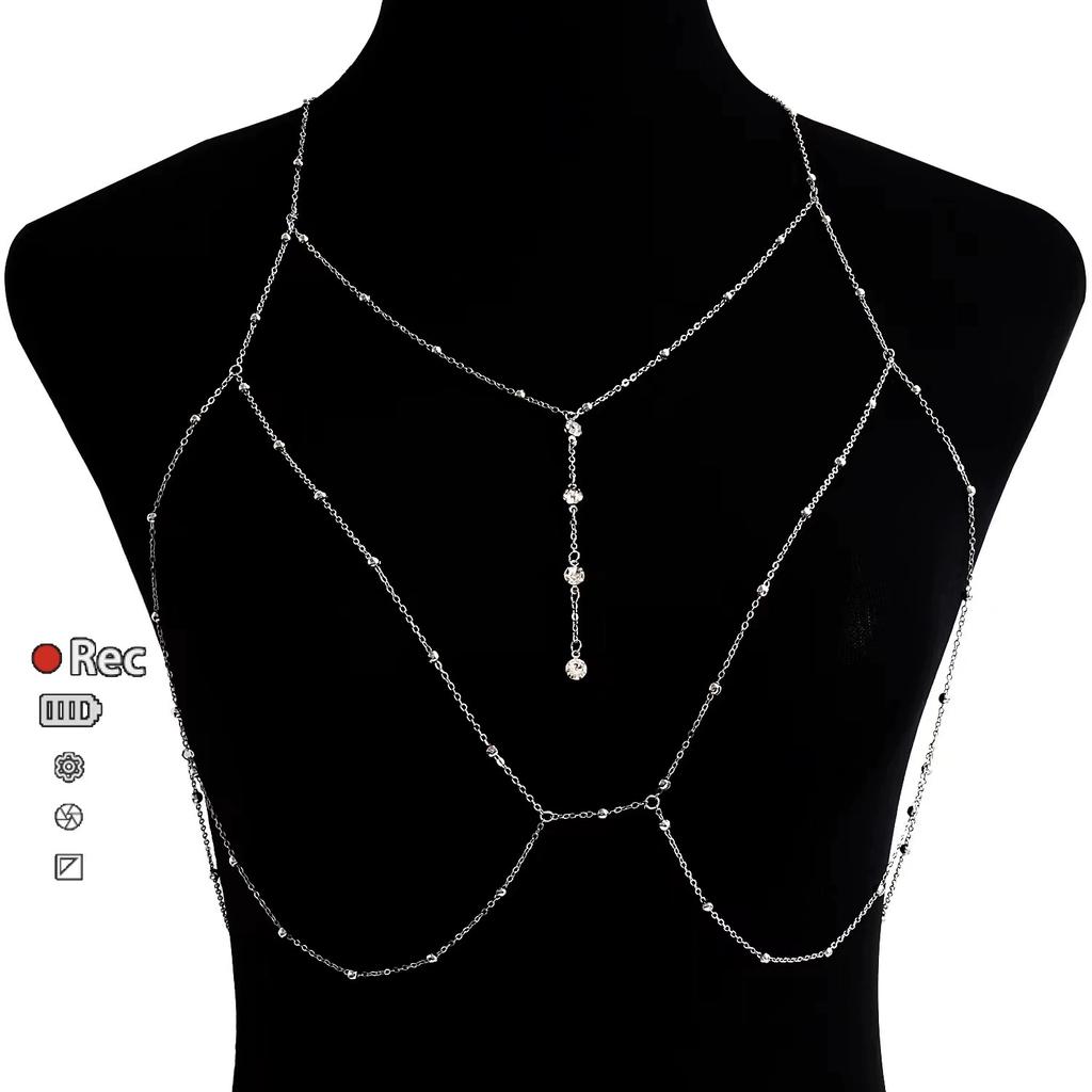 Fashion Diamond Bead Chain Body Chain Trim Flash Diamond Pendant Tassel Necklace Breast Chain Fashion Women's Chain