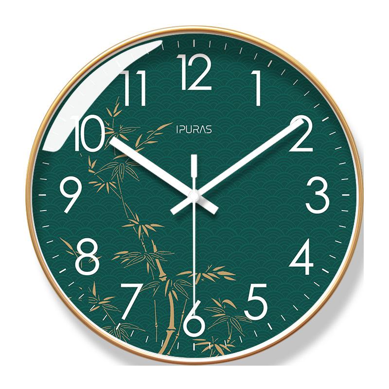 Wall Clock Modern Design Living Room Wall Clock Golden Bamboo Wall Silent Sweep Second Quartz Clocks