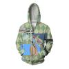 Fox Flower Leaf Hoodie For Men Vintage Statue Graphic Sweatshirts Casual Comfortable Hooded Loose Zipper Pullovers