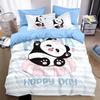 Cartoon Panda Bedding Set 2/3Pcs Soft Microfiber Duvet Cover Pillowcases Kids Boys Girls Bedroom Decor Twin Queen King Size