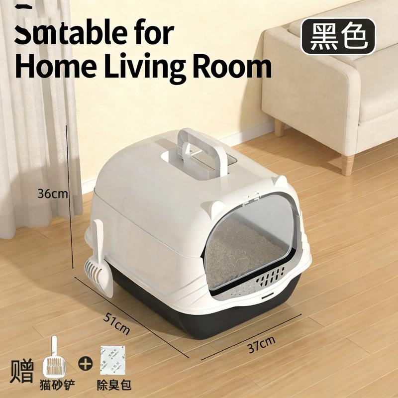 Tragbare Deodorierende Ritter Schwarz X-Large Katzenklo Anti-Spritz Vollständig Geschlossen mit Leicht zu Tragendem Griff Kätzchen Geruchsdicht