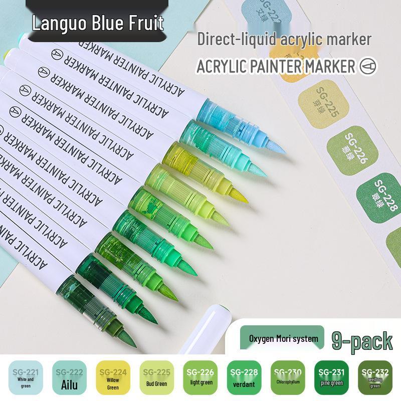Blue Fruit Liquid Acrylic Brush Markers - Student Art Set