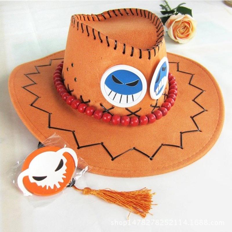 Anime Portgas·D· Ace Cowboy Hat Cosplay Hats Pirates Cap Suede Costume