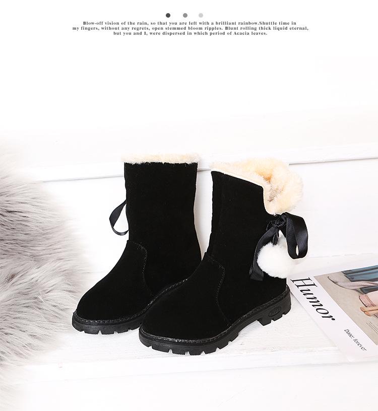 2025 Winter Girls' Slip-on Cotton Snow Boots - Fashionable Princess Style for Middle & Older Children