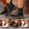 Women'S Casual Retro Lace Up Thick Soled Soft Leather Ankle Boots British Short Boots Women'S Boots Wide Botas Invierno Mujer