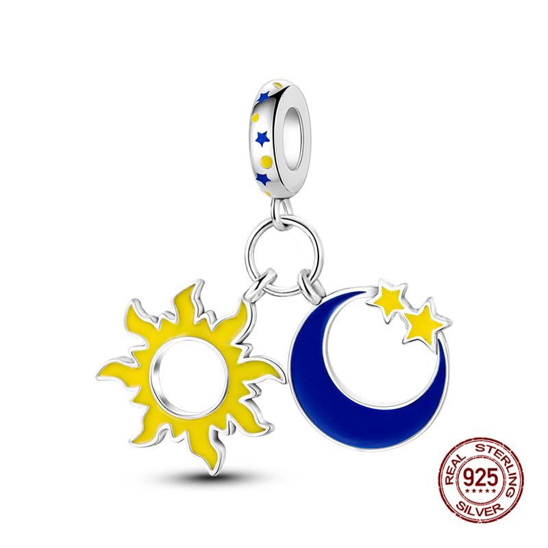 Charmscopper Splittable Sun & Moon Dangle Charms Beads Fits 3Mm Original Bracelet Necklace Womens Diy Fine Jewelry Gift