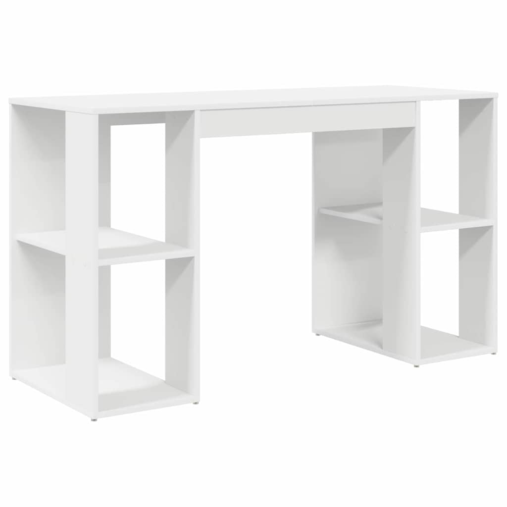 White Desk with Shelf 130 x 50.5 x 75 cm Engineered Wood