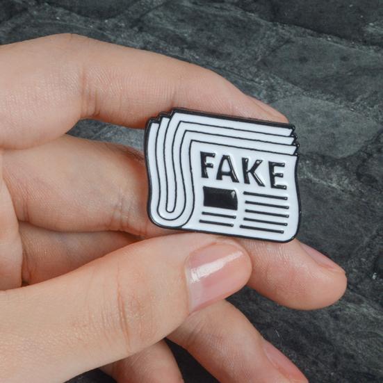 Cartoon Newspaper English Letter Fake Enamel Badge Brooch Pin Clothes Jewelry