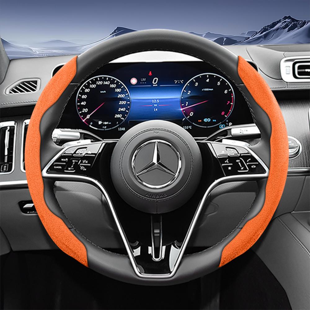Suitable for Mercedes-Benz Sports Suede Steering Wheel Covers with Split Snap-On Design for V G S a E C Class Gle Glc Gla Glb Cls Cla Eqb Eqe Eqs Amg 
