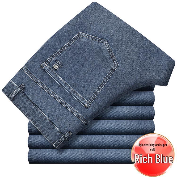 Damen High Waist Tencel Jeans - Frühling/Sommer Leicht, Stretch, Große Größen, Gerade, Freizeit Hose