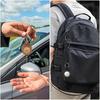 1Pc PU Leather Keychain Coin Holder Double Side Coin Display Case Medallion Sobriety Coin Recovery Chip Airtag Challenge Coin