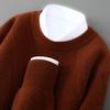 Men's High-Grade 100% Wool Round Neck Sweater - New Thick Knitwear for Autumn & Winter, Versatile Business Casual Style