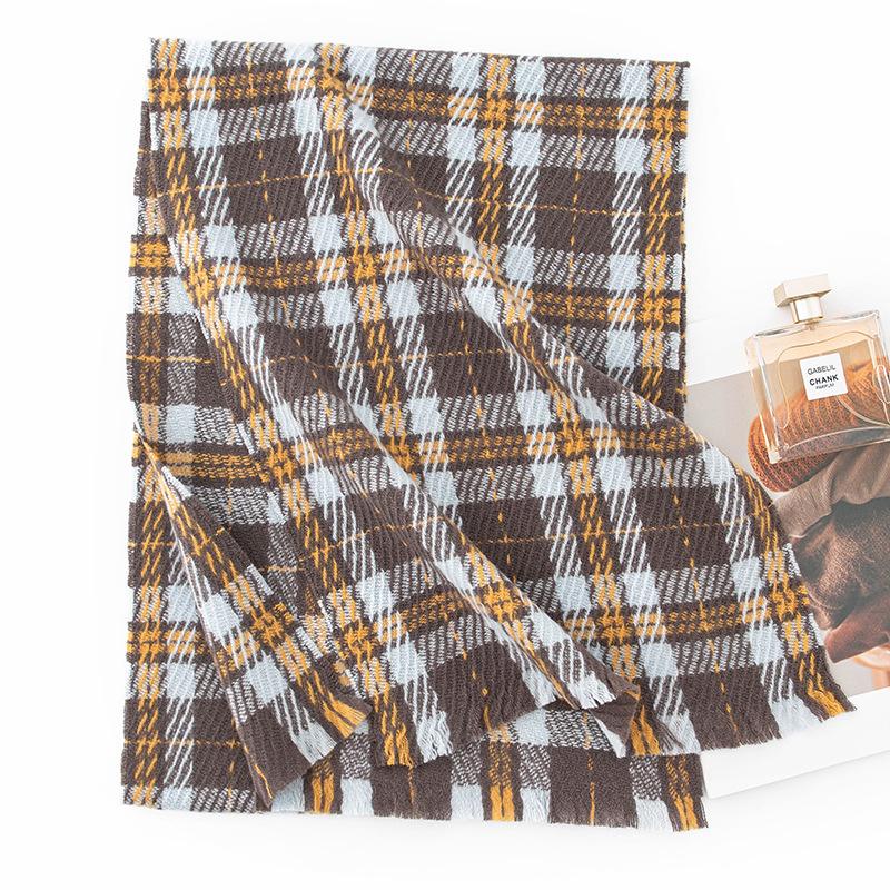

New Year s Wool Scarf Autumn and Winter Plaid Scarf Women s Versatile Scarf Thickened Warm Simple Tassel Shawl 35*190cm