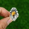 Natural Tiger'S Eye Multi Stone Flower Yellow Adjustable Ring 925 Silver