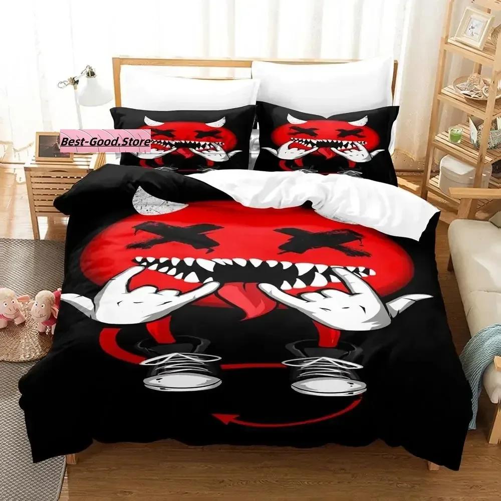 

XOXO Devil Smiling Face Bedding Set Single Twin Full Queen King Size Bed Set Aldult Kid Bedroom Duvetcover Sets 3D Print 2022 70x133cm 2pcs